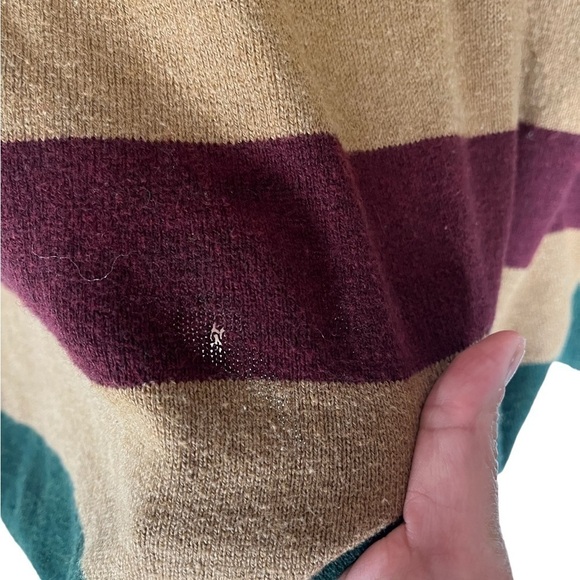 Alan Flusser Mens Sweater Size XL Multicolored striped 3/4 zip Mock Neck - Picture 7 of 7